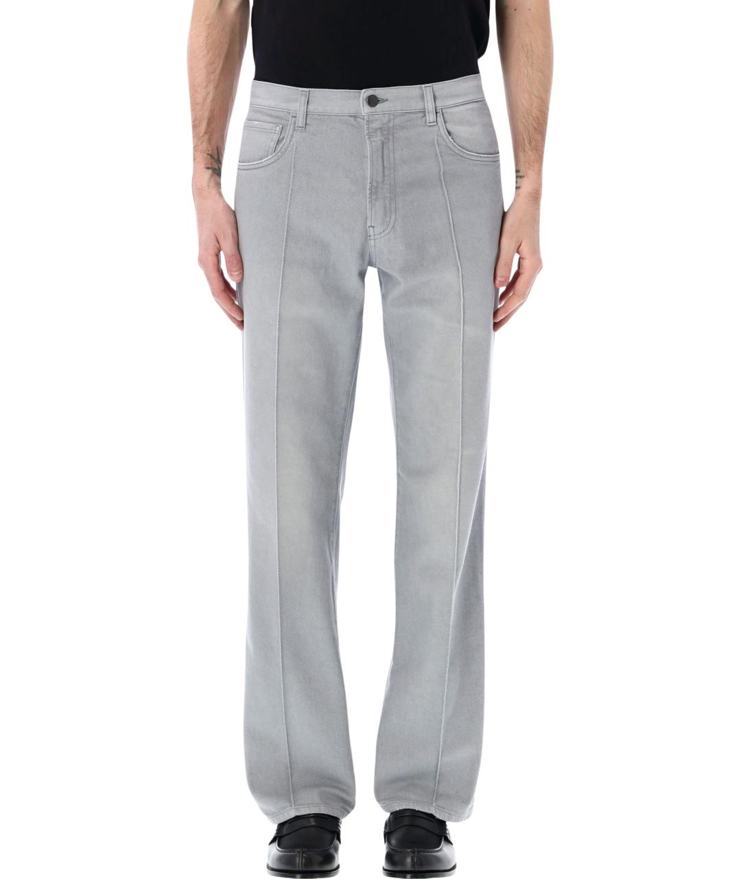 PRADA Серые хлопковые прямые джинсы, фото 1