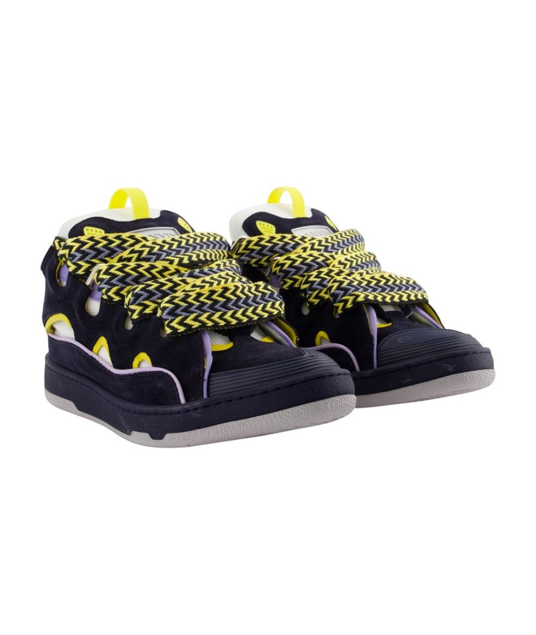 LANVIN Синие замшевые низкие кроссовки / кеды, фото 2