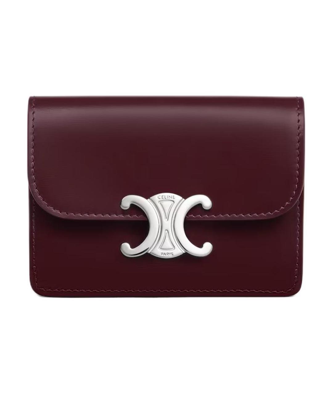 CELINE Бордовый кожаный кардхолдер, фото 1