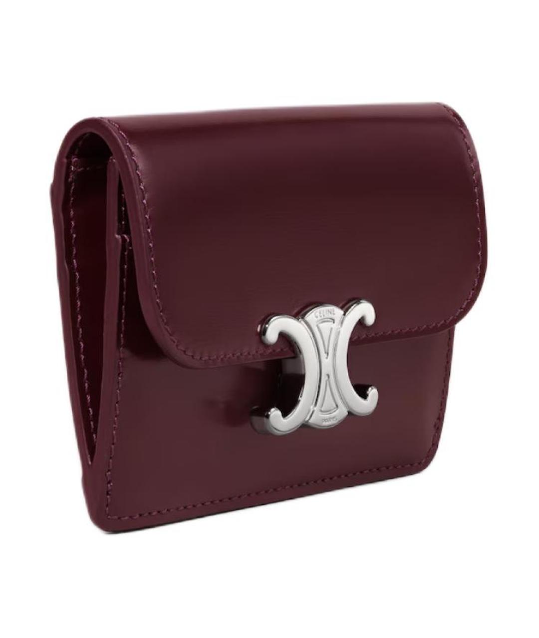 CELINE Бордовый кожаный кардхолдер, фото 2