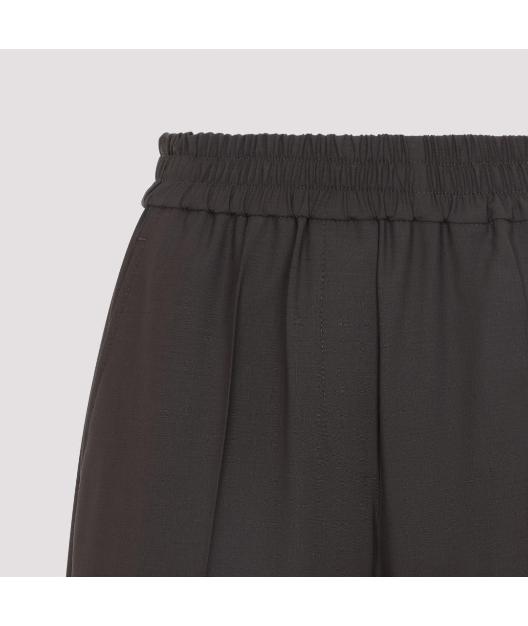 BRUNELLO CUCINELLI Коричневые шерстяные прямые брюки, фото 4