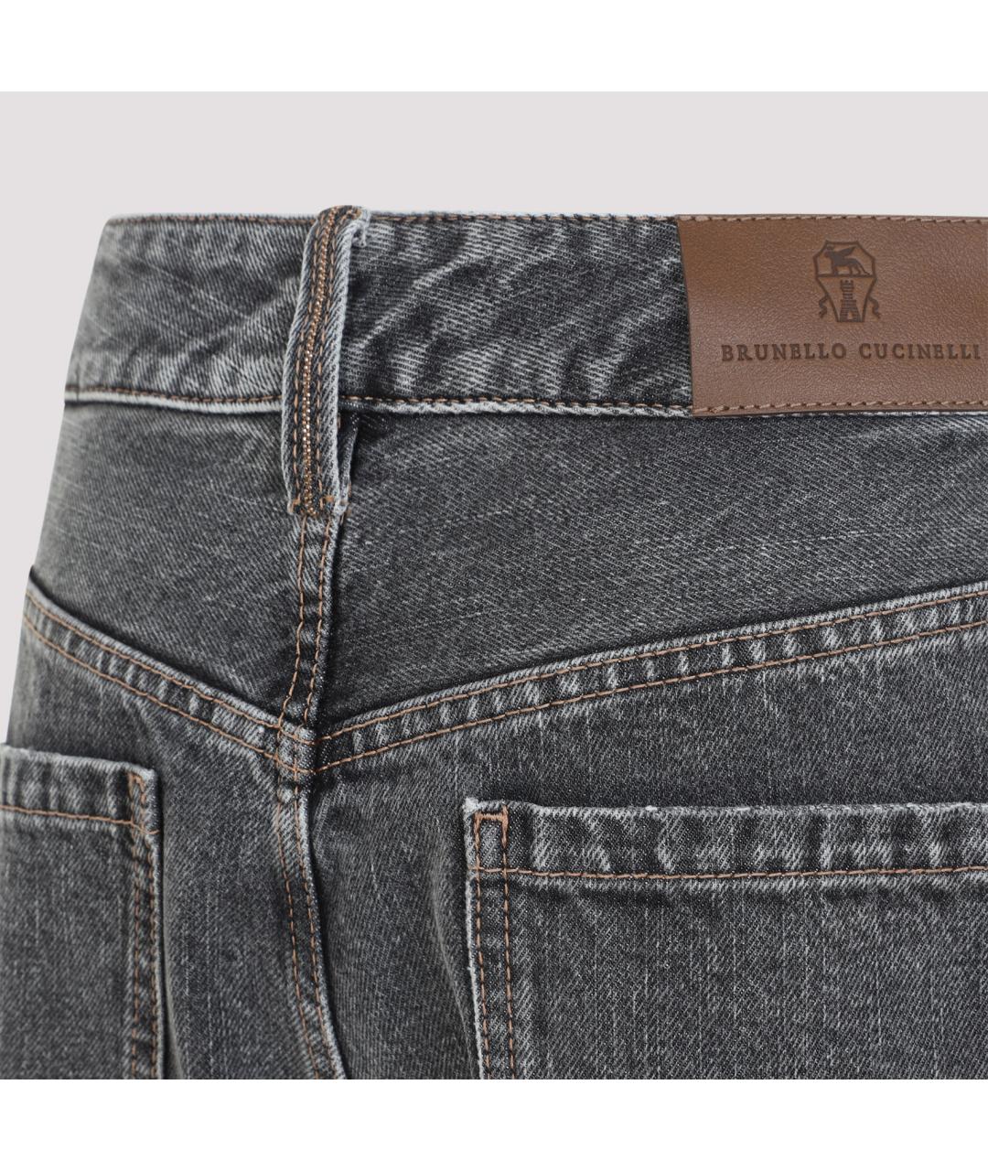 BRUNELLO CUCINELLI Черные хлопковые прямые джинсы, фото 4