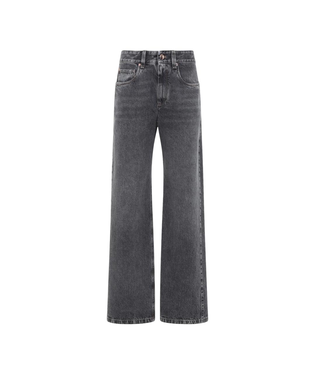 BRUNELLO CUCINELLI Черные хлопковые прямые джинсы, фото 1