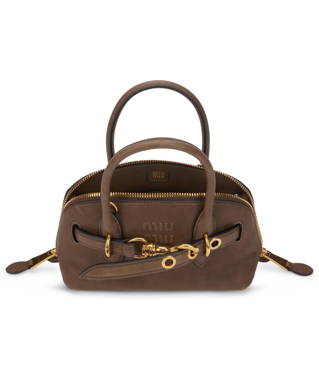 MIU MIU Коричневая кожаная сумка через плечо, фото 4