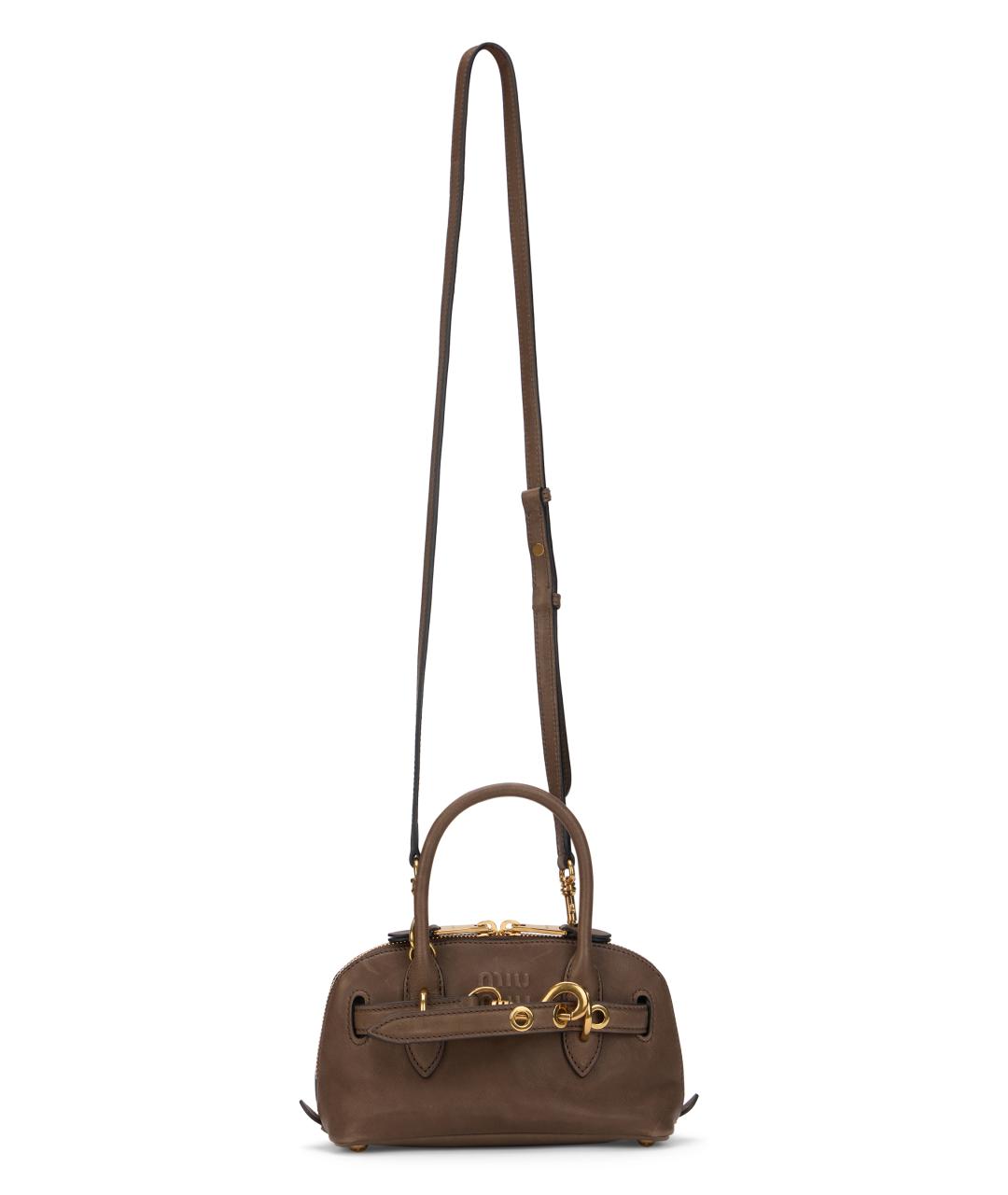 MIU MIU Коричневая кожаная сумка через плечо, фото 1