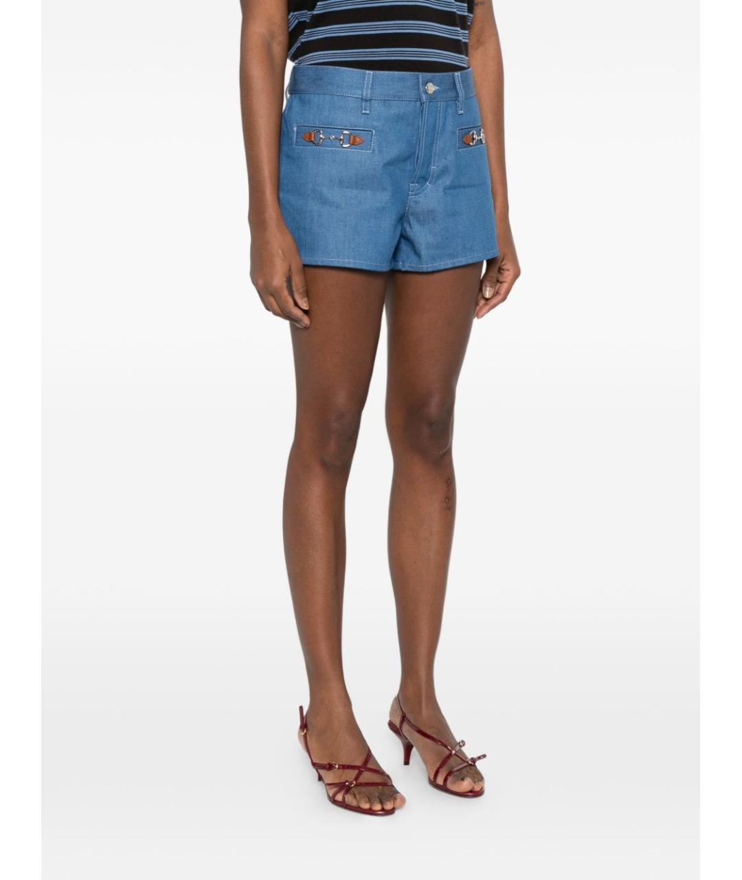 GUCCI Синие хлопковые шорты, фото 5