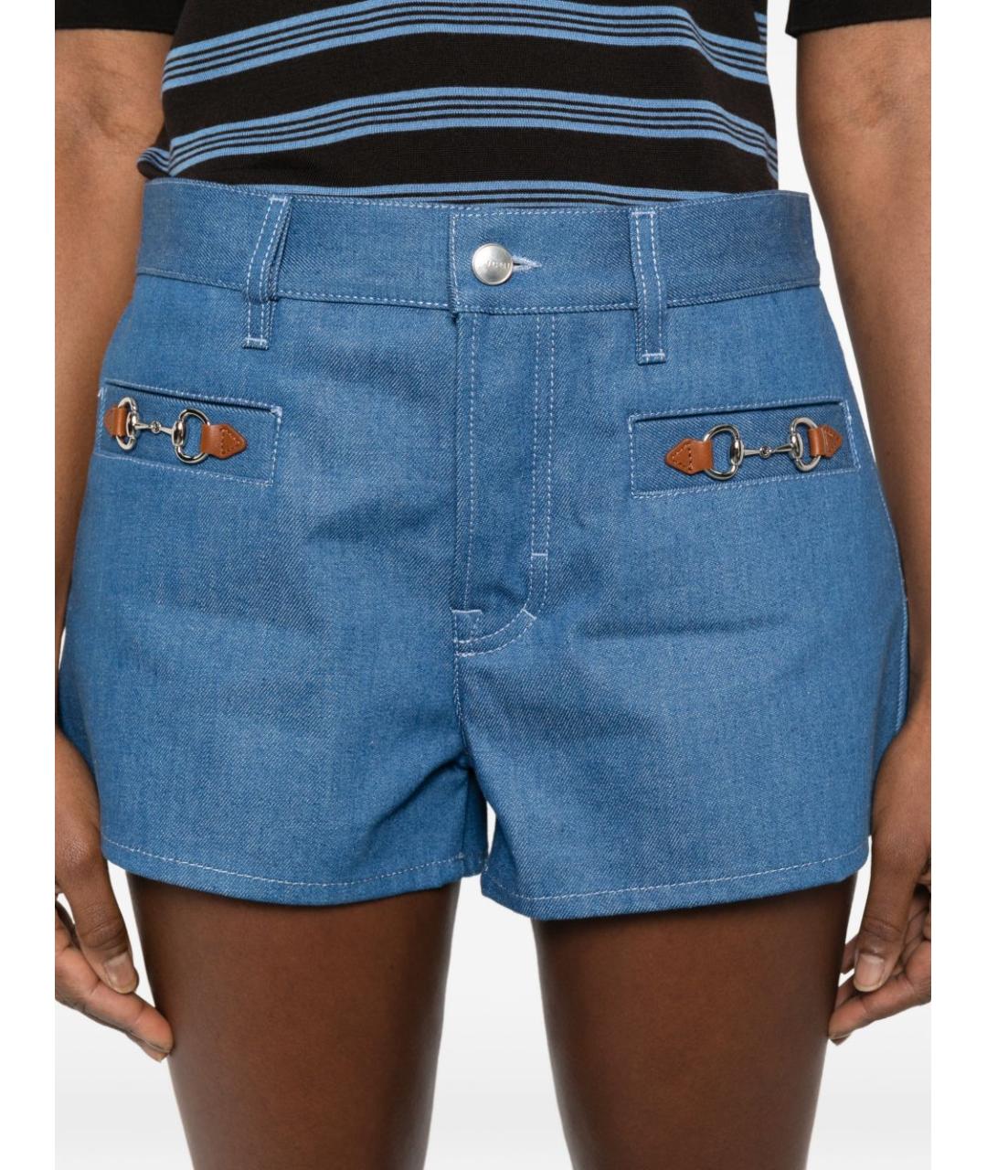 GUCCI Синие хлопковые шорты, фото 2