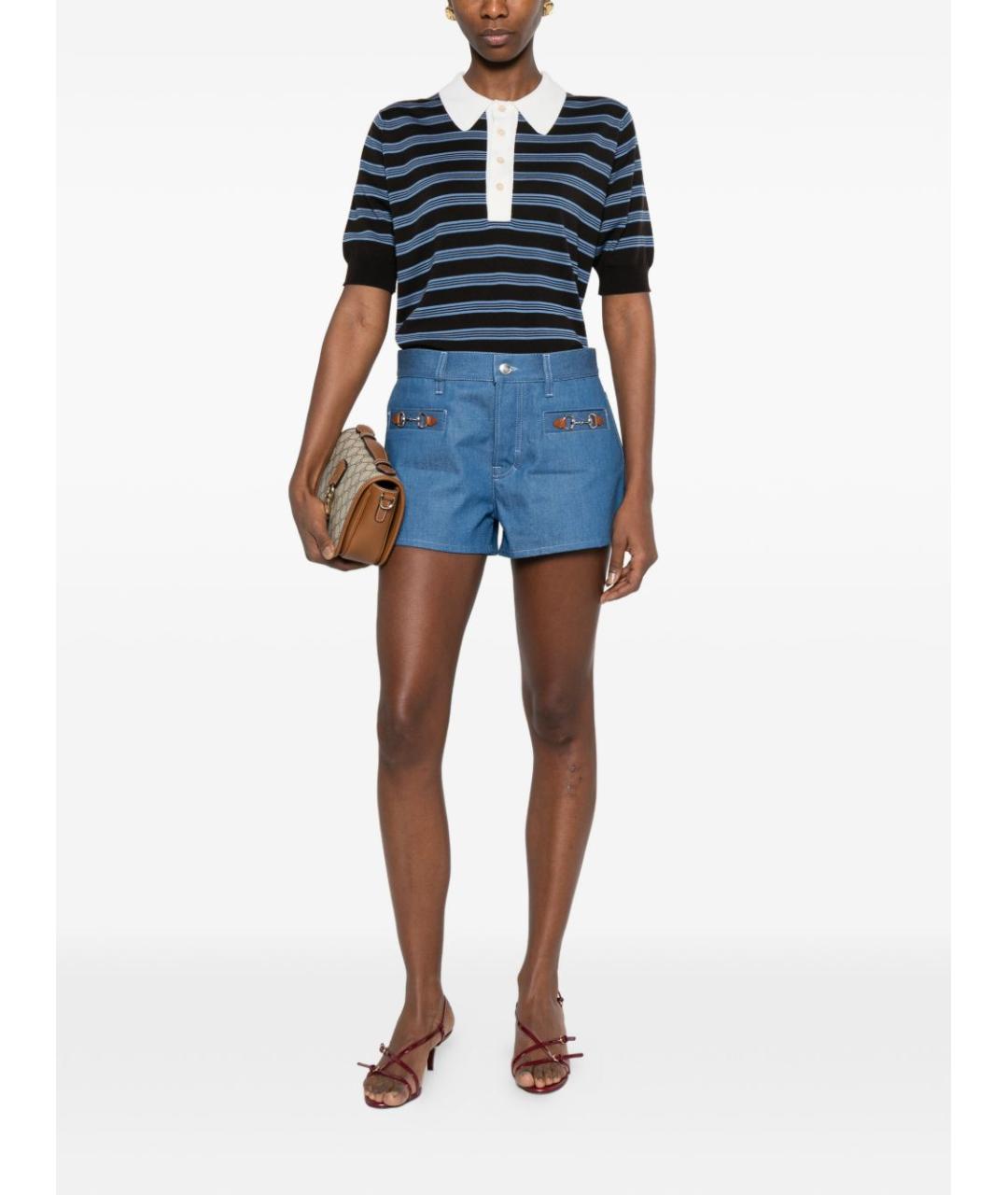 GUCCI Синие хлопковые шорты, фото 3