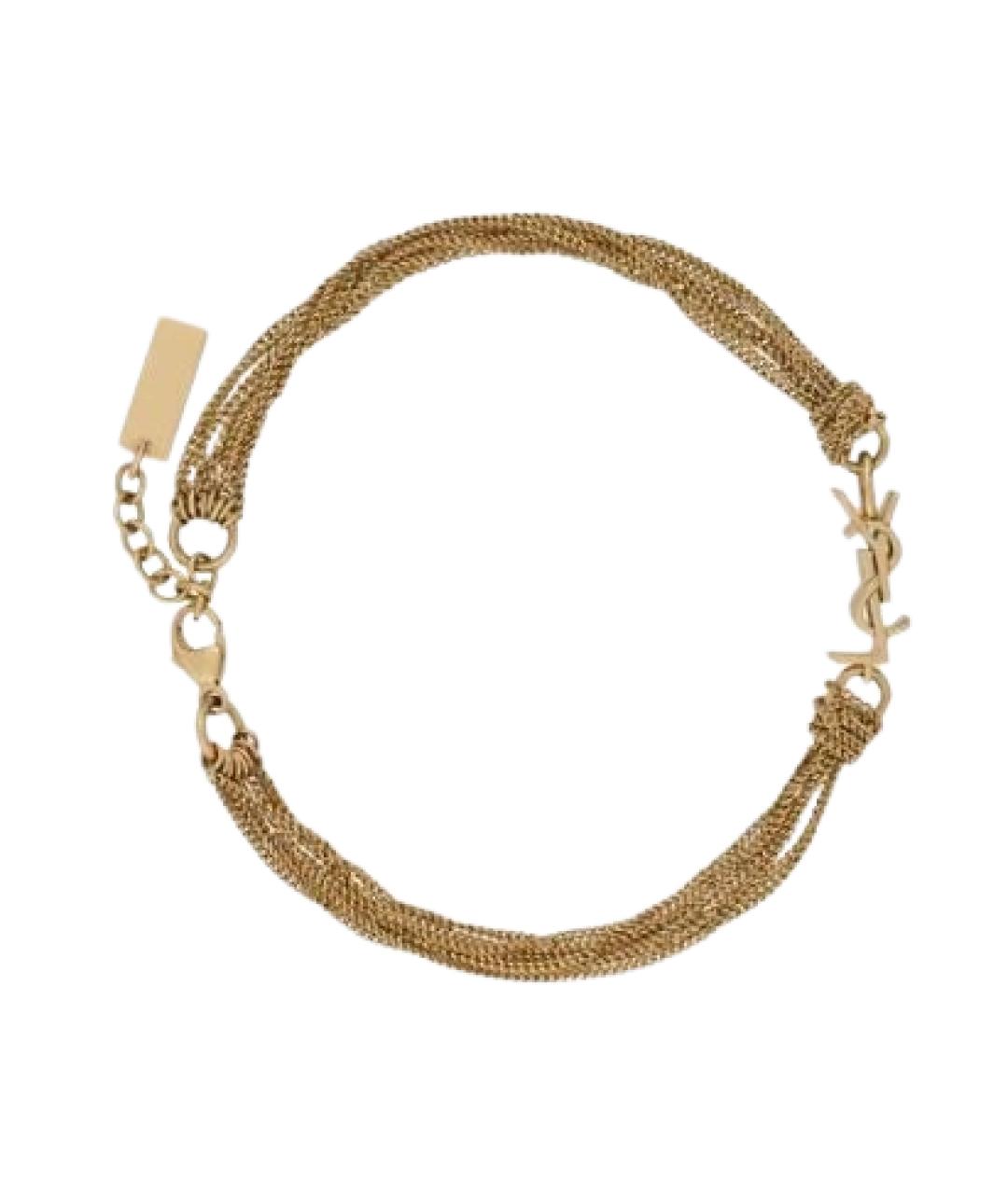 SAINT LAURENT Золотой металлический браслет, фото 2