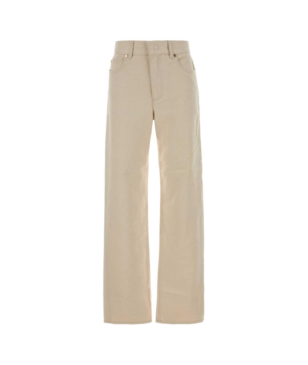 FENDI Бежевые хлопковые прямые джинсы, фото 1
