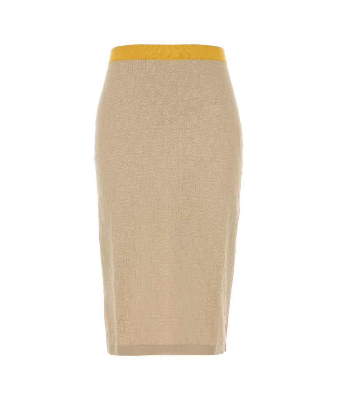 FENDI Бежевая хлопковая юбка миди, фото 1
