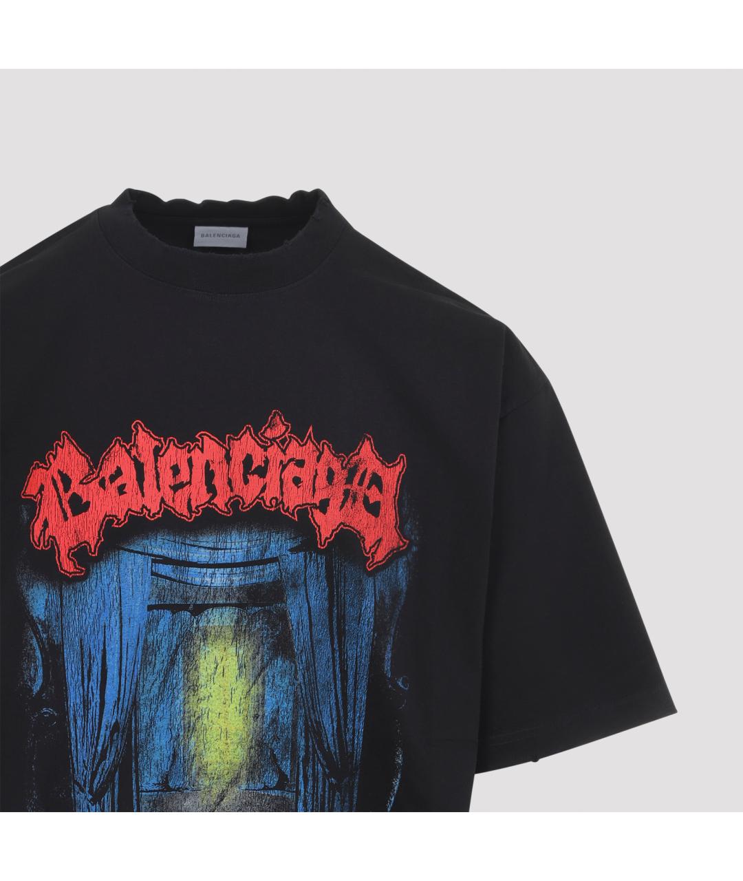 BALENCIAGA Черная хлопковая футболка, фото 3