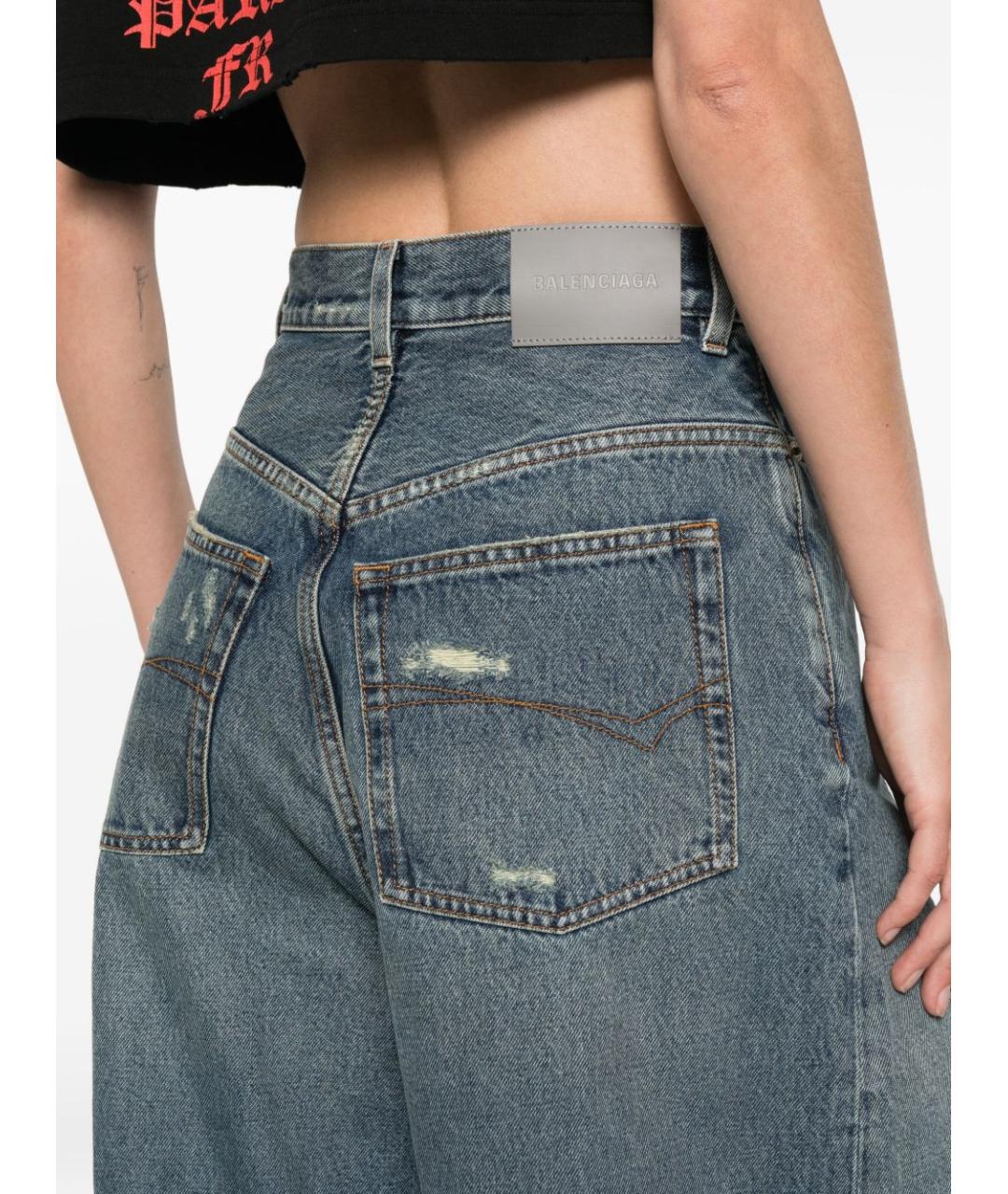 BALENCIAGA Синие хлопковые прямые джинсы, фото 3