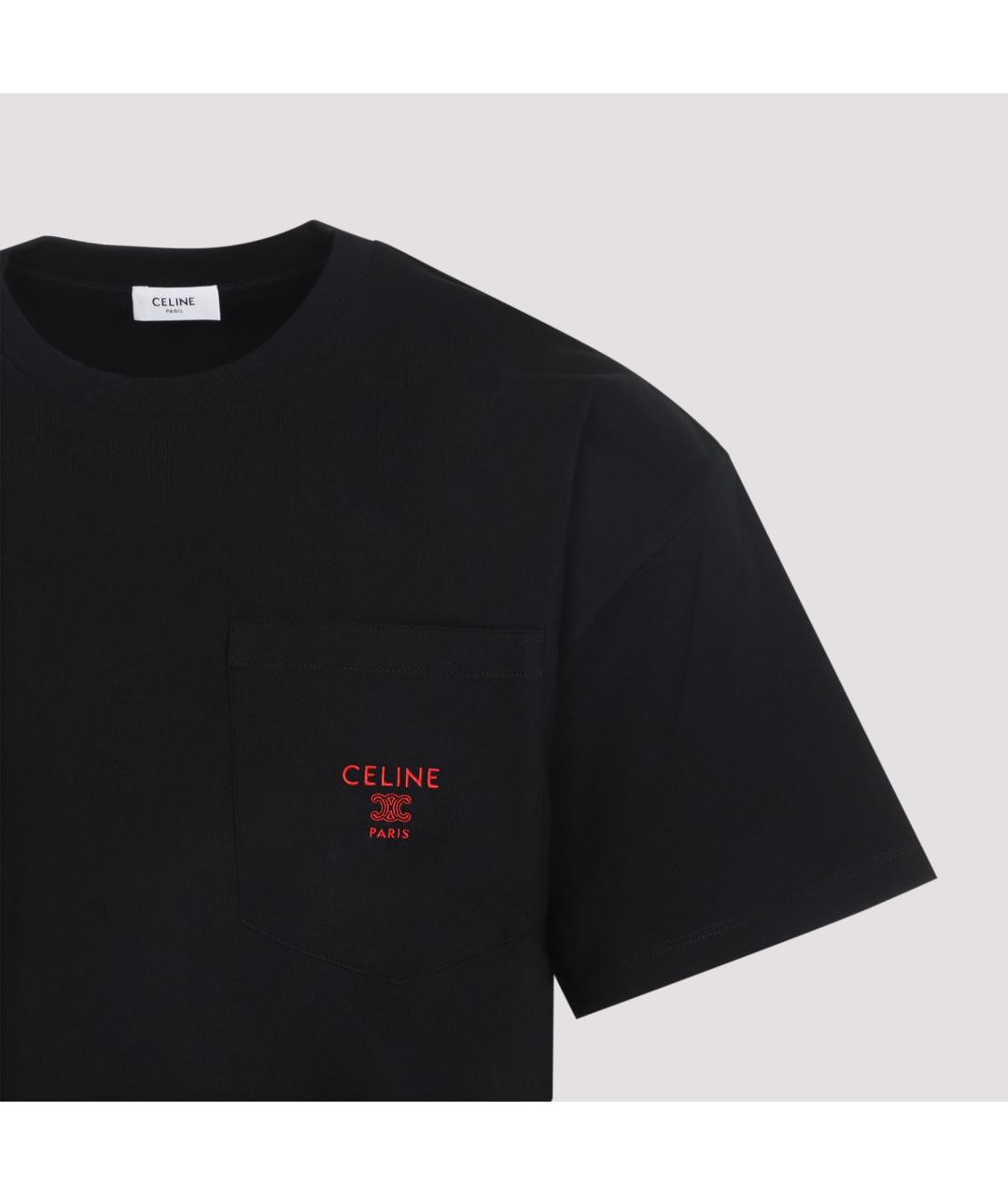 CELINE Черная хлопковая футболка, фото 4