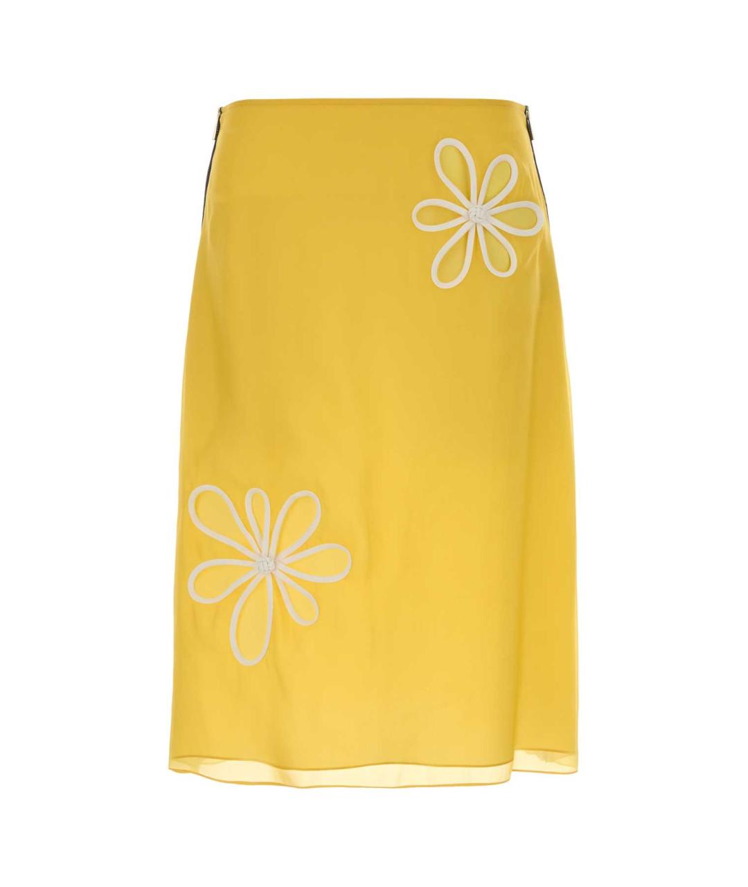 FENDI Желтая вискозная юбка миди, фото 1