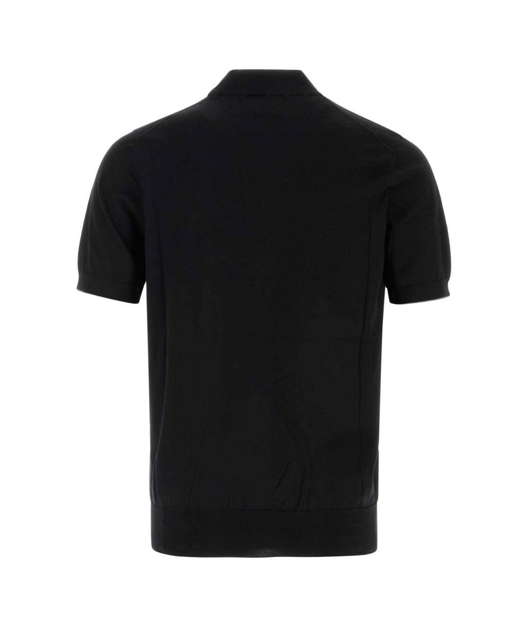BRUNELLO CUCINELLI Черное хлопковое поло с коротким рукавом, фото 2