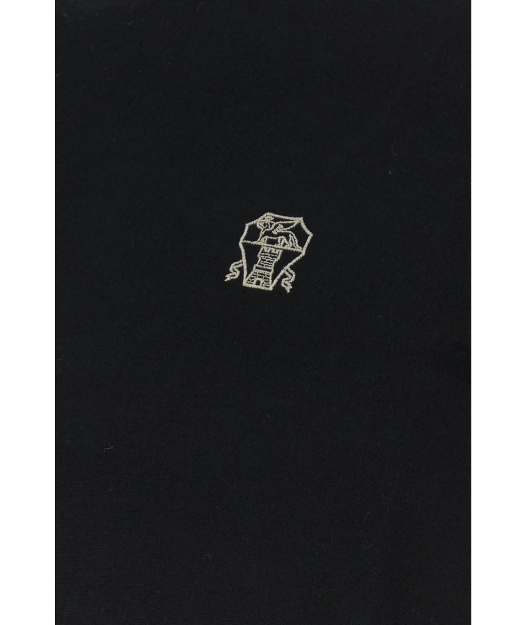 BRUNELLO CUCINELLI Черное хлопковое поло с коротким рукавом, фото 3