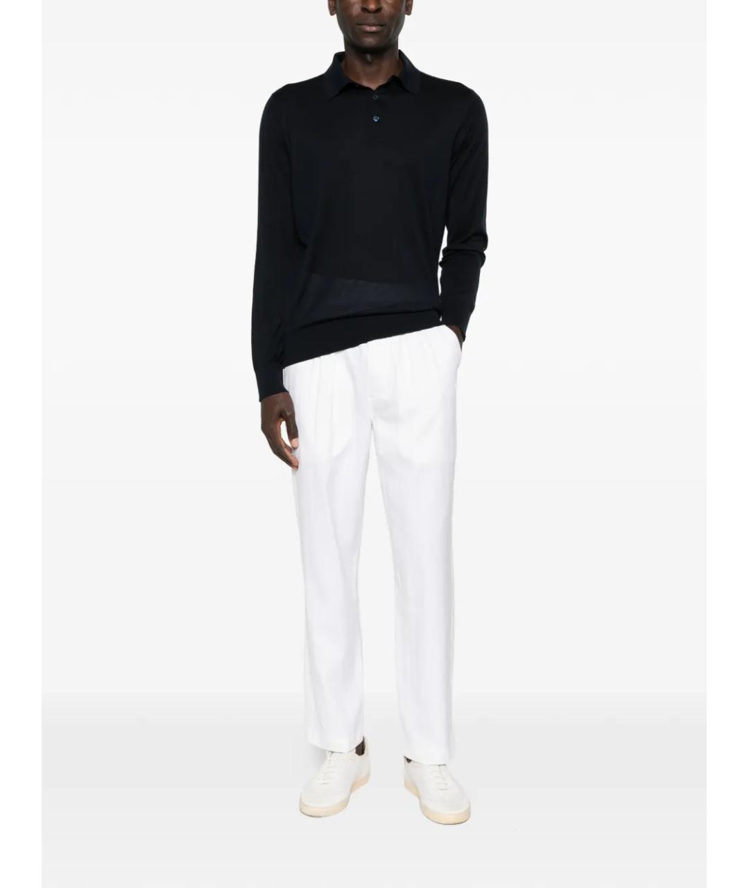 BRUNELLO CUCINELLI Темно-синее хлопковое поло с длинным рукавом, фото 3