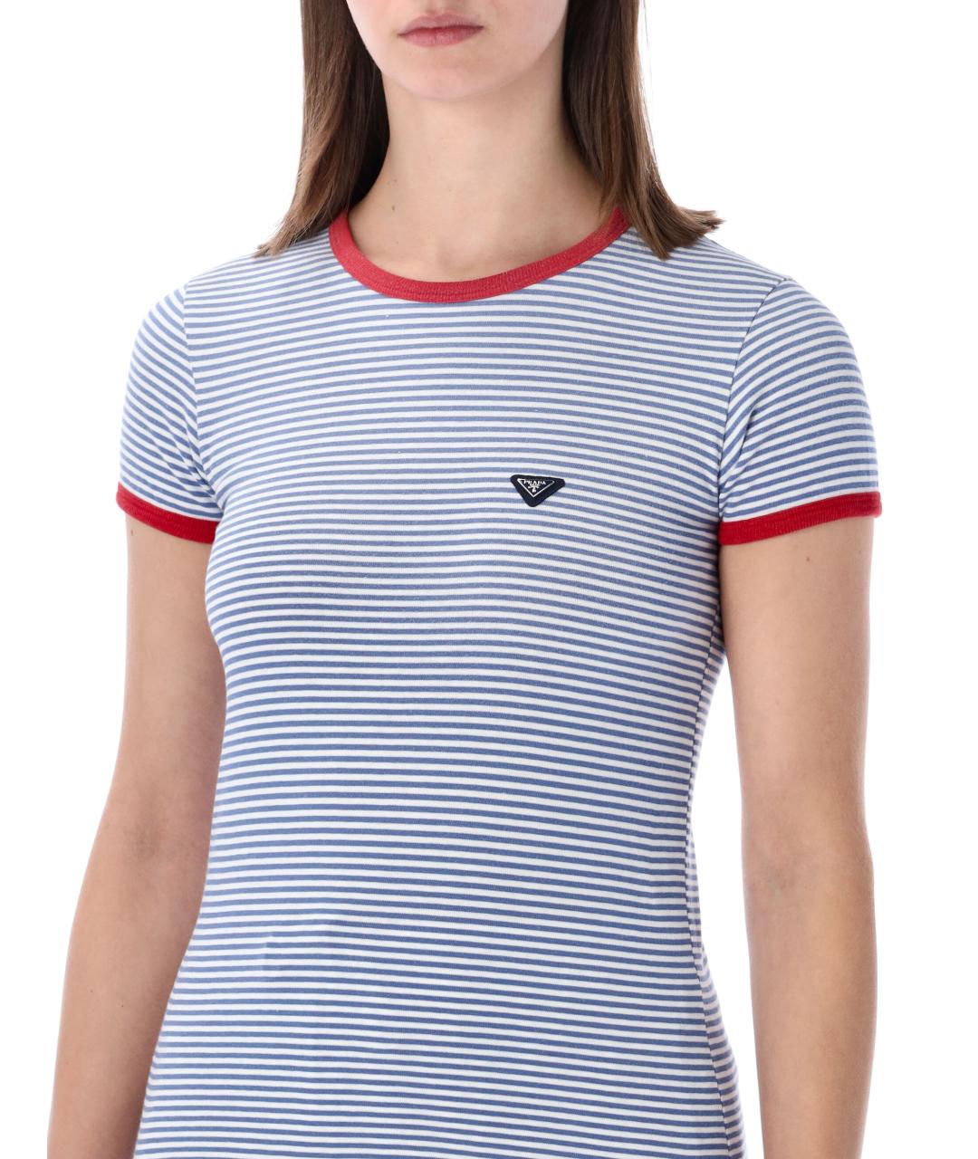 PRADA Синяя хлопковая футболка, фото 3