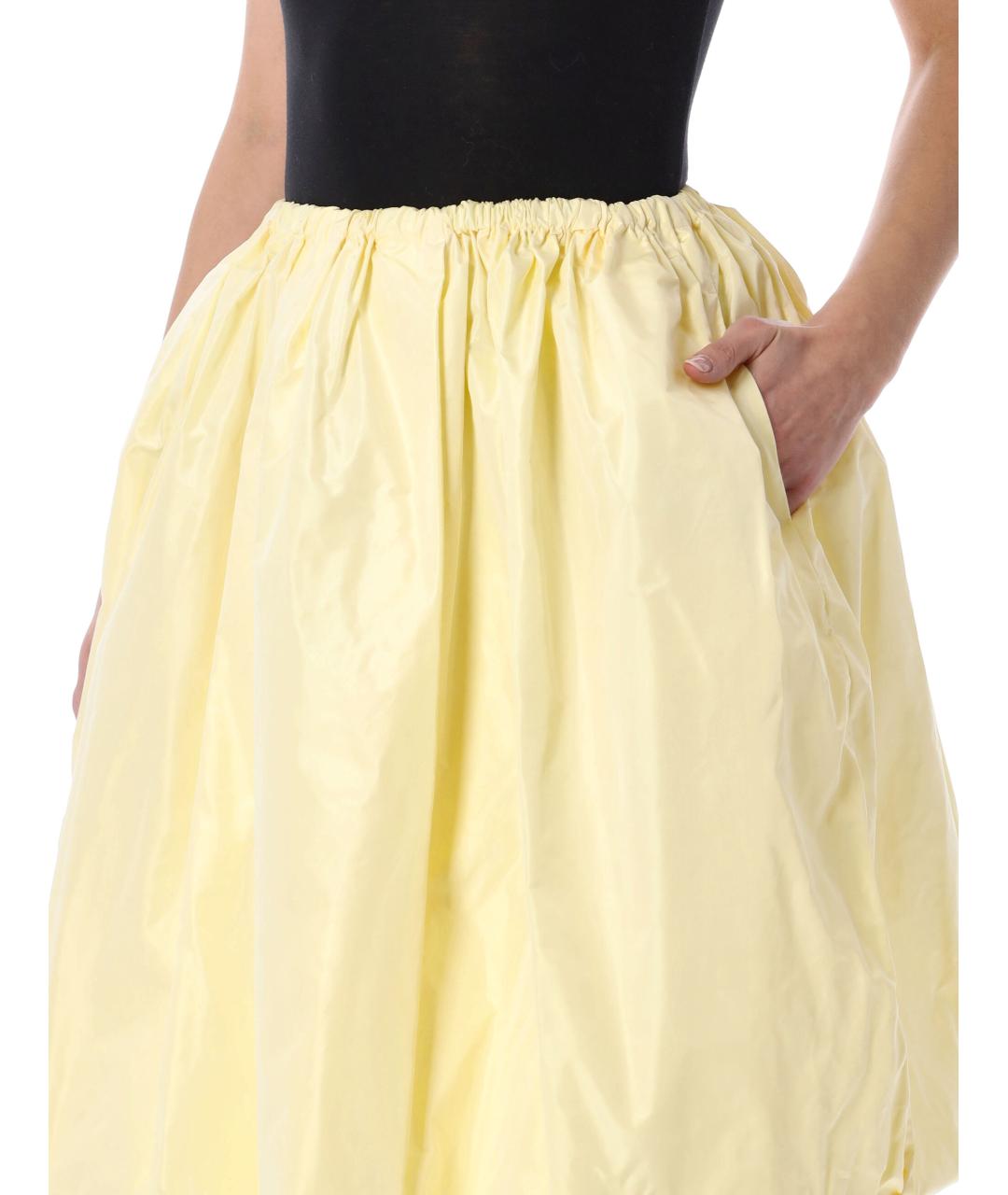PRADA Желтая шелковая юбка миди, фото 3