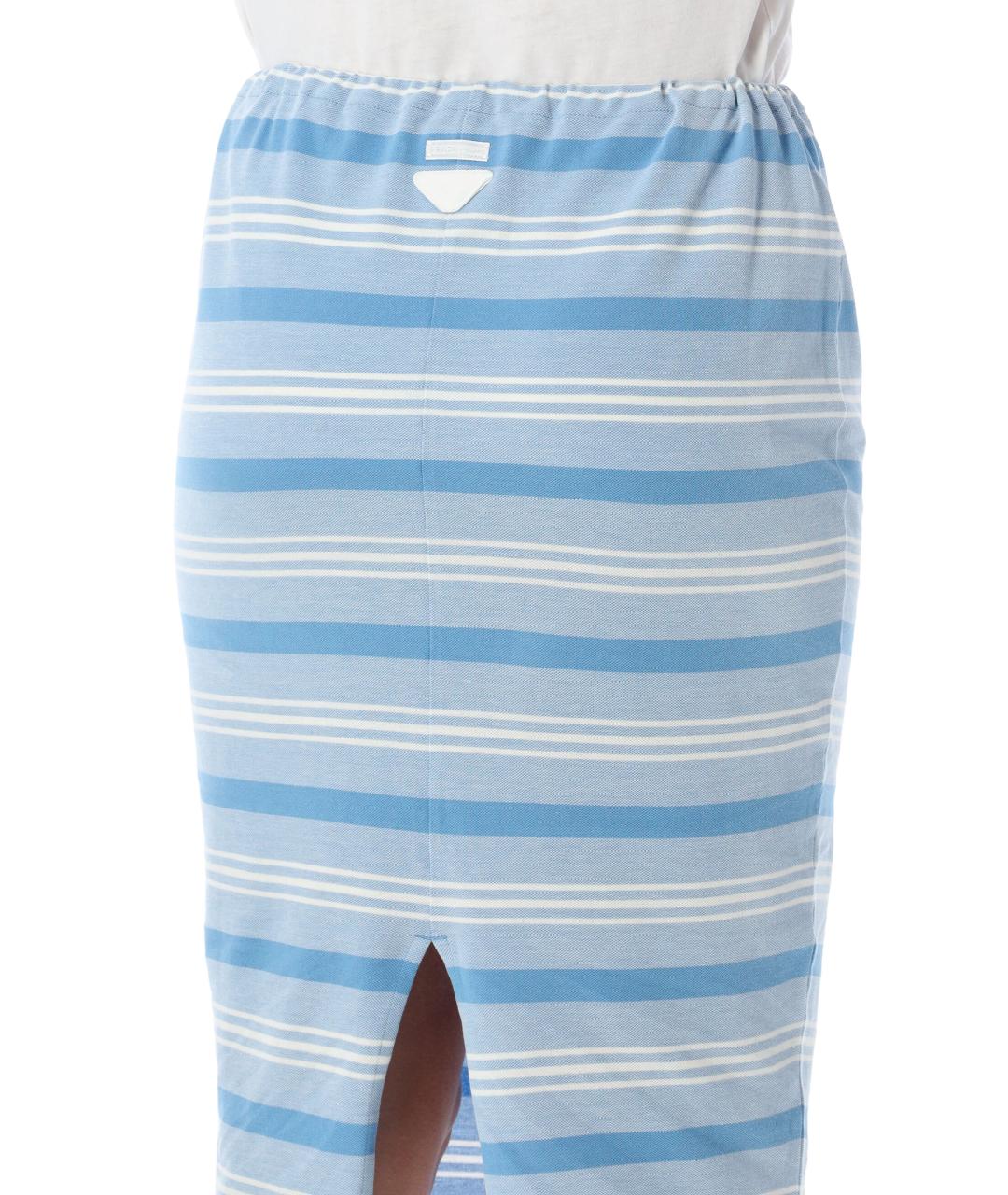 PRADA Голубая хлопковая юбка миди, фото 3