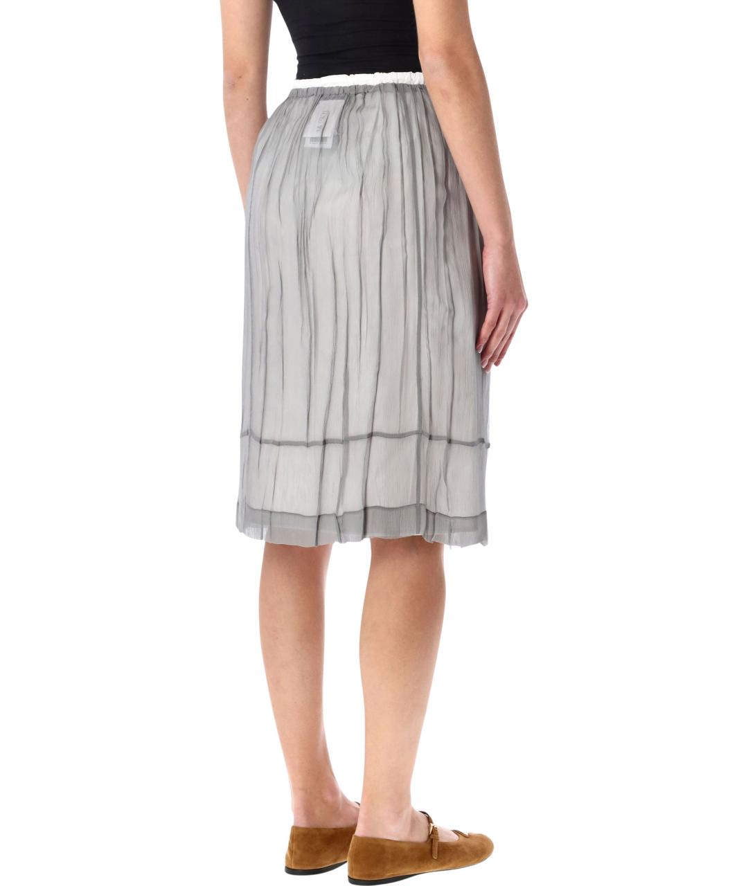 PRADA Серая шелковая юбка миди, фото 2
