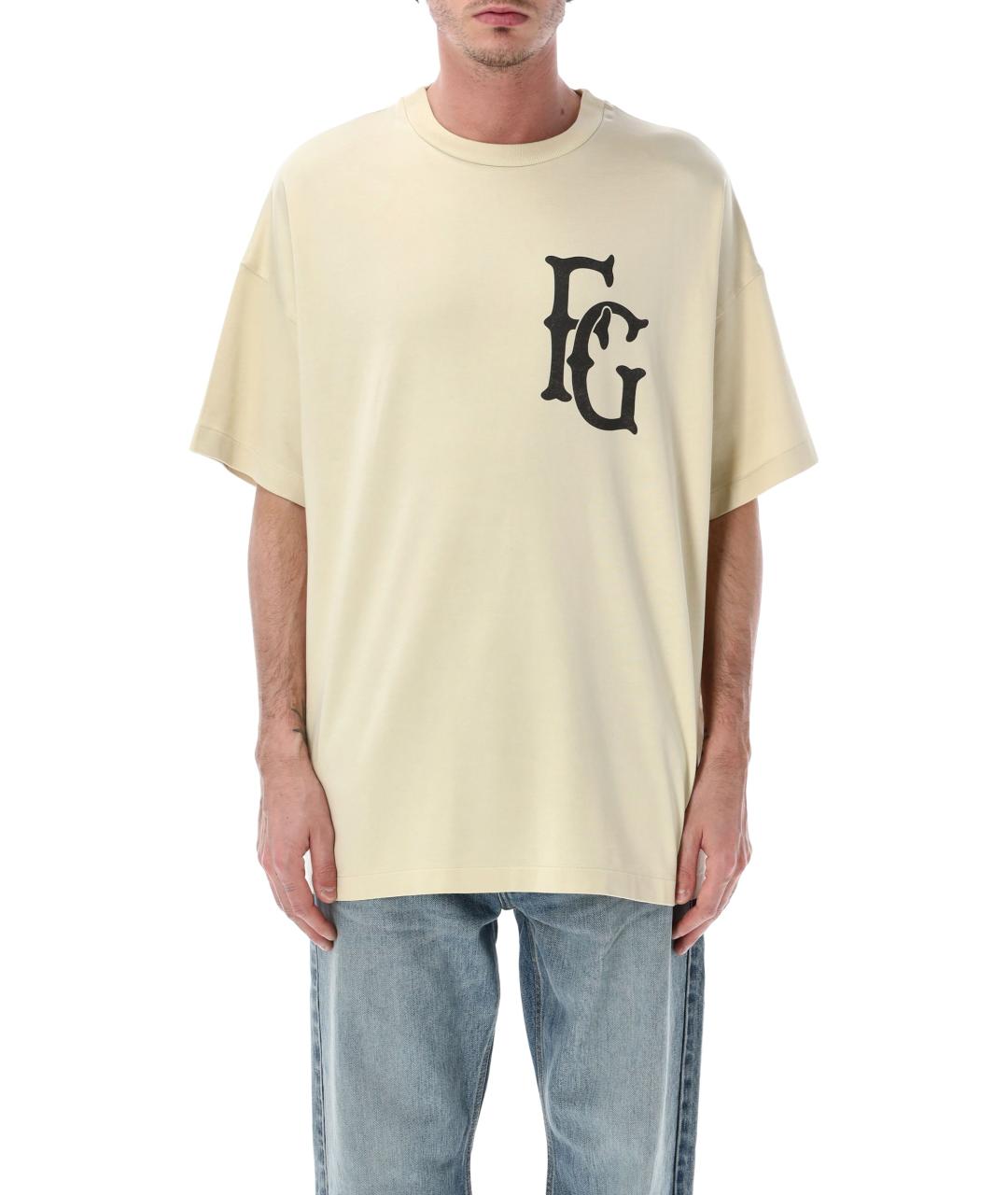 FEAR OF GOD Бежевая хлопковая футболка, фото 1
