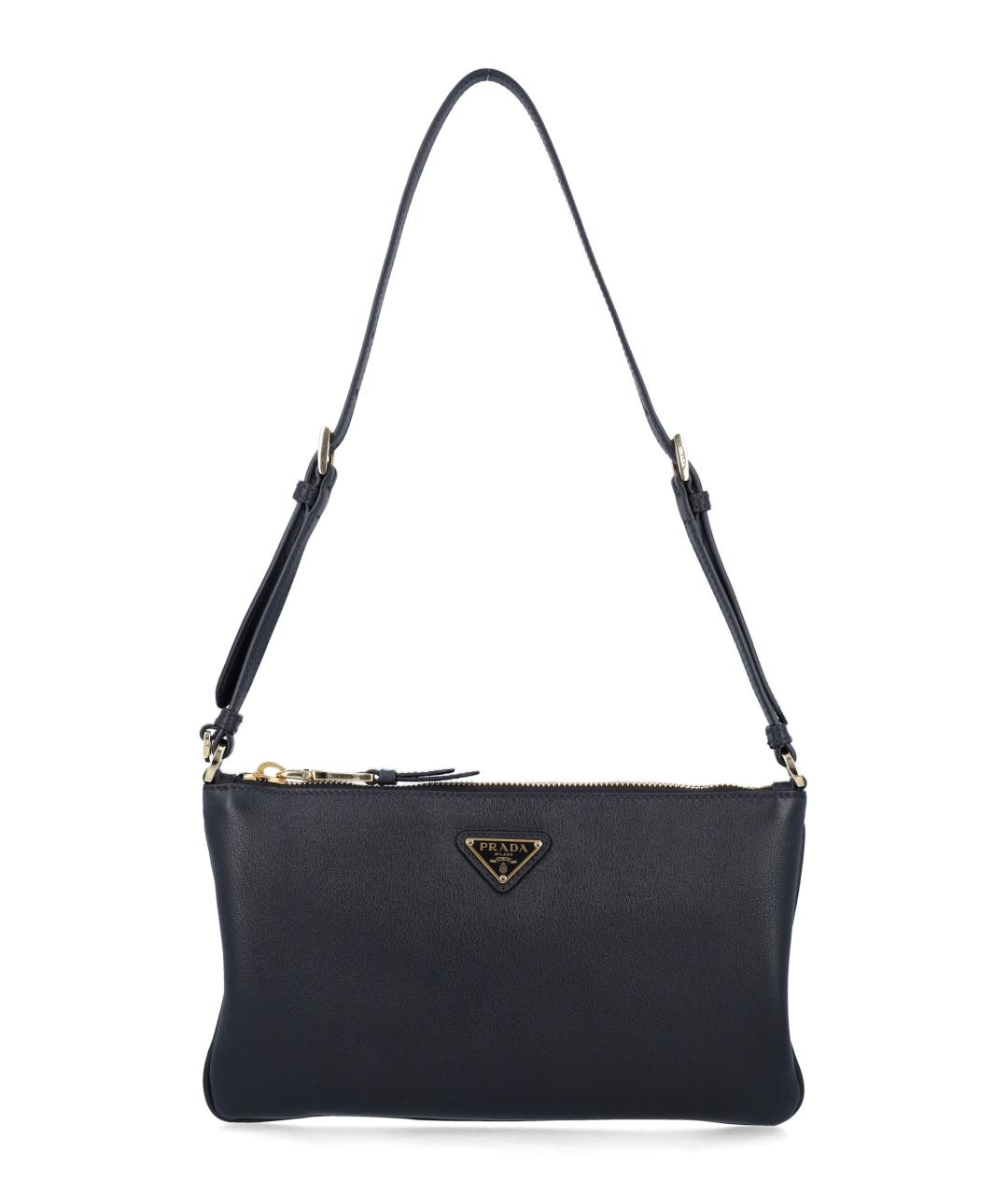 PRADA Черная кожаная сумка с короткими ручками, фото 1