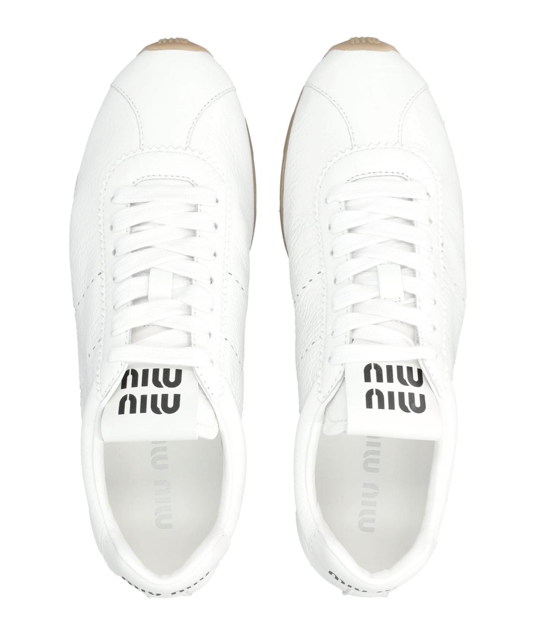 MIU MIU Белые кожаные кроссовки, фото 2