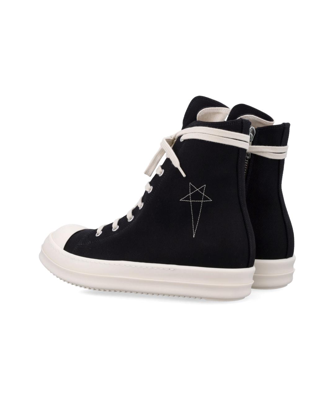 RICK OWENS Черные текстильные высокие кроссовки / кеды, фото 4