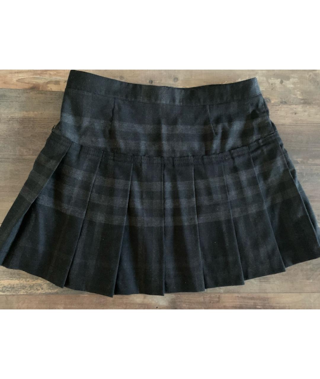BURBERRY Серая шерстяная юбка мини, фото 2
