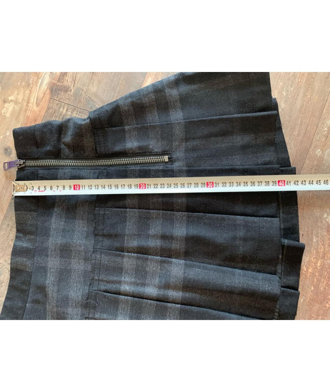 BURBERRY Серая шерстяная юбка мини, фото 6