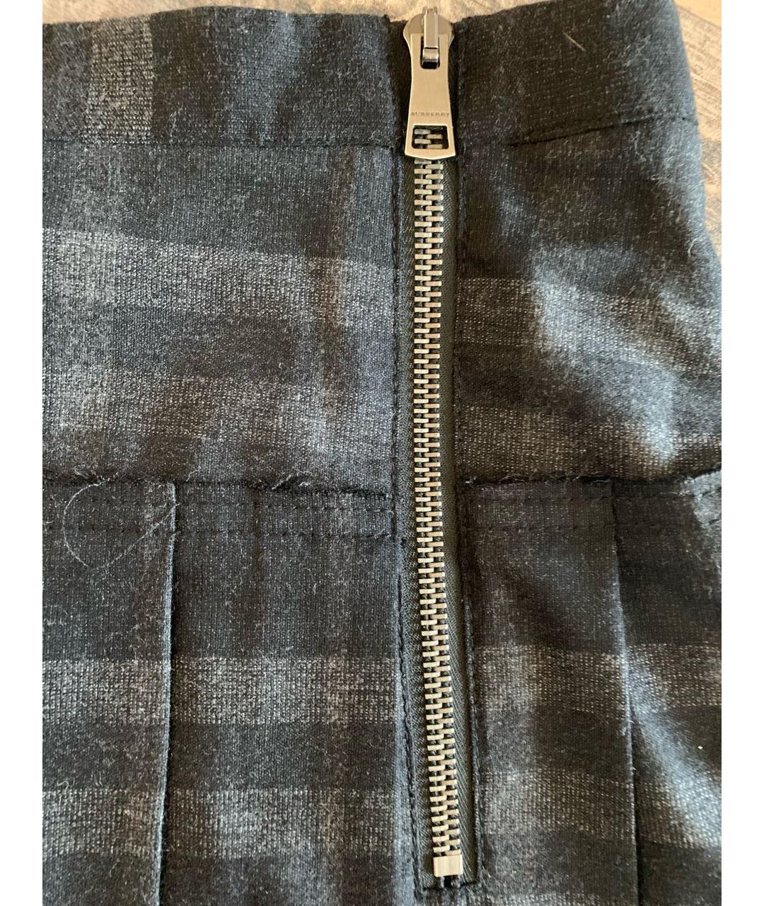 BURBERRY Серая шерстяная юбка мини, фото 5
