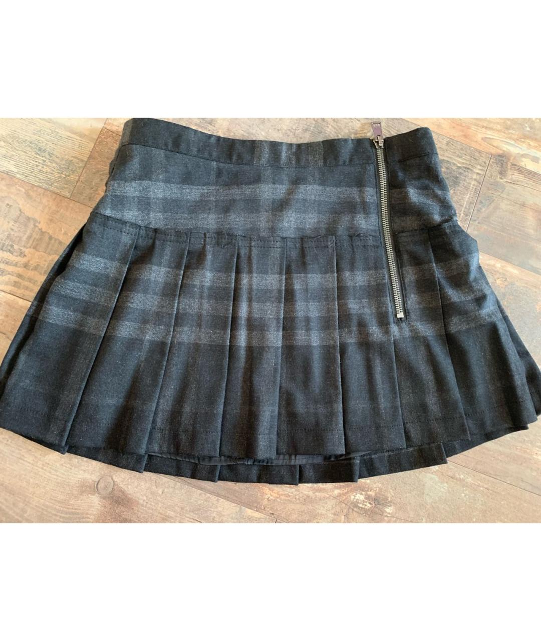 BURBERRY Серая шерстяная юбка мини, фото 8