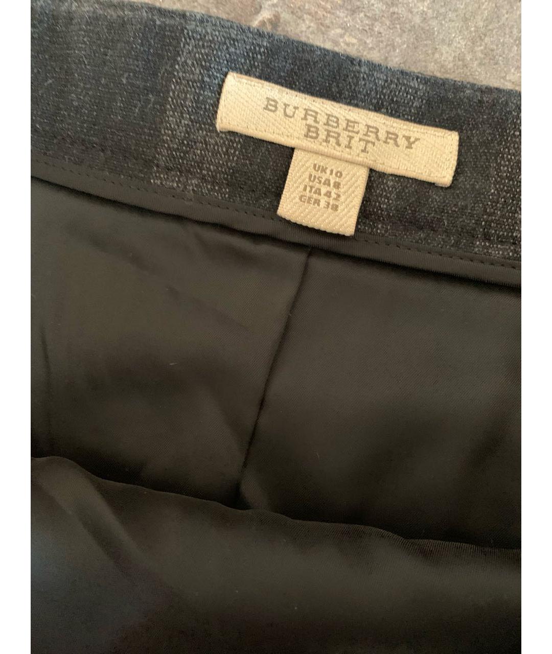 BURBERRY Серая шерстяная юбка мини, фото 3