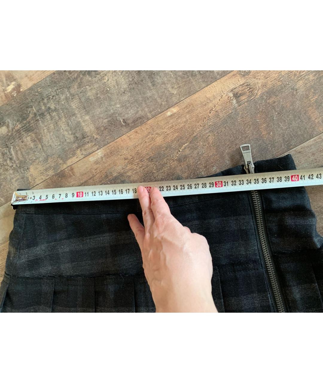 BURBERRY Серая шерстяная юбка мини, фото 7