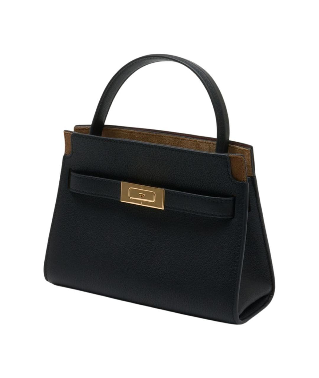 TORY BURCH Черная кожаная сумка с короткими ручками, фото 2