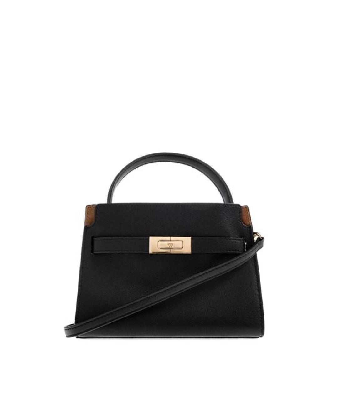 TORY BURCH Черная кожаная сумка с короткими ручками, фото 3