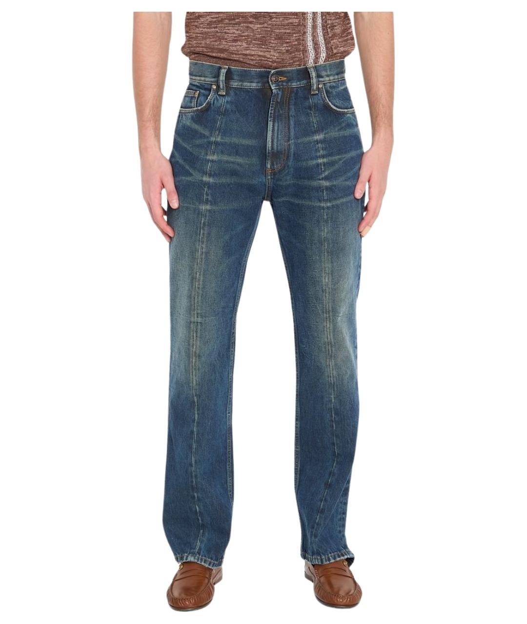 VERSACE Синие хлопковые прямые джинсы, фото 1