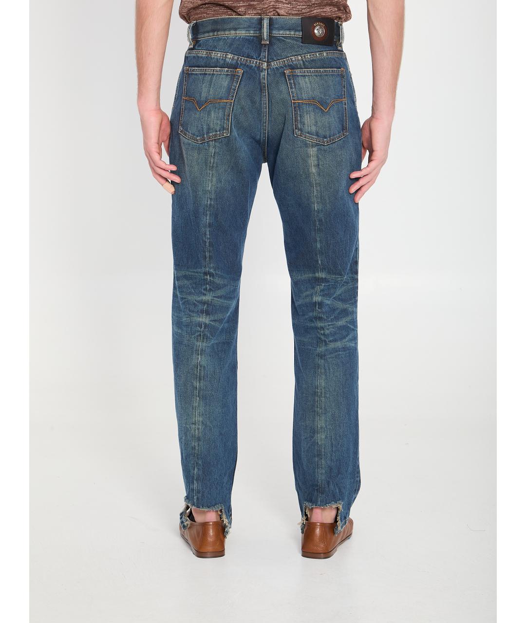 VERSACE Синие хлопковые прямые джинсы, фото 4