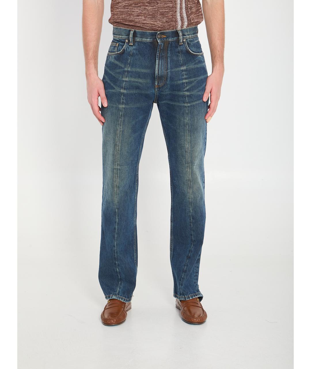 VERSACE Синие хлопковые прямые джинсы, фото 5