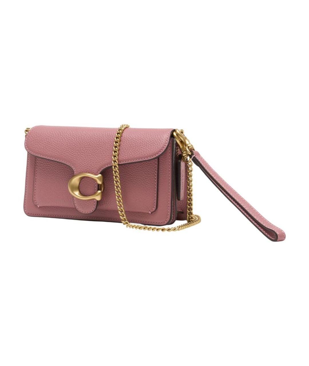 COACH Розовая кожаная сумка через плечо, фото 2