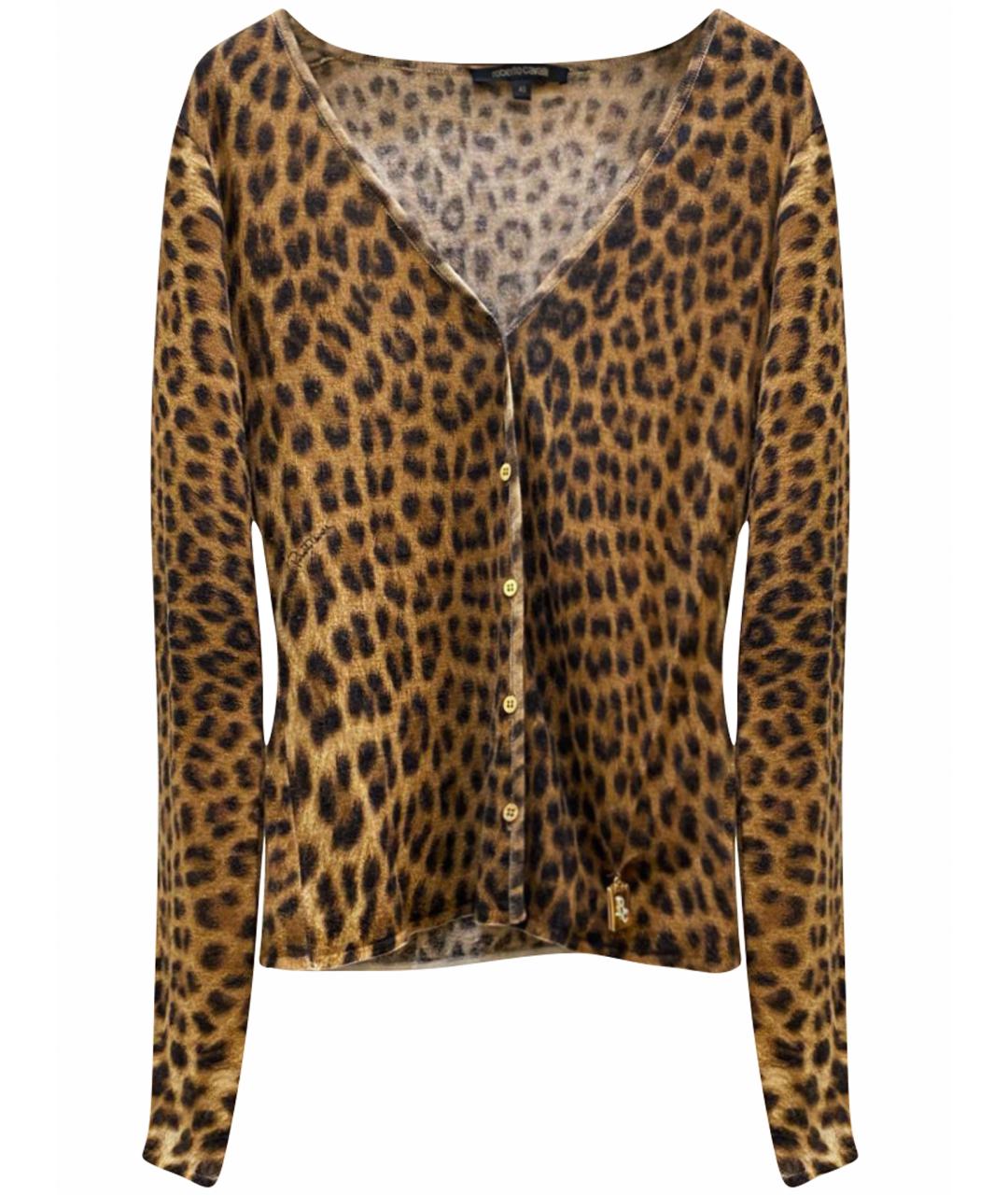 ROBERTO CAVALLI Коричневый шерстяной кардиган, фото 1