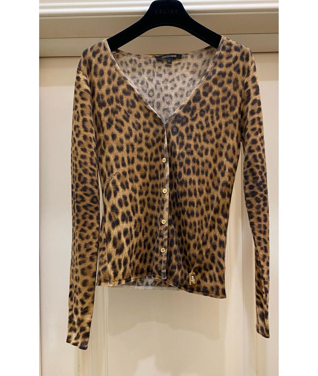 ROBERTO CAVALLI Коричневый шерстяной кардиган, фото 7