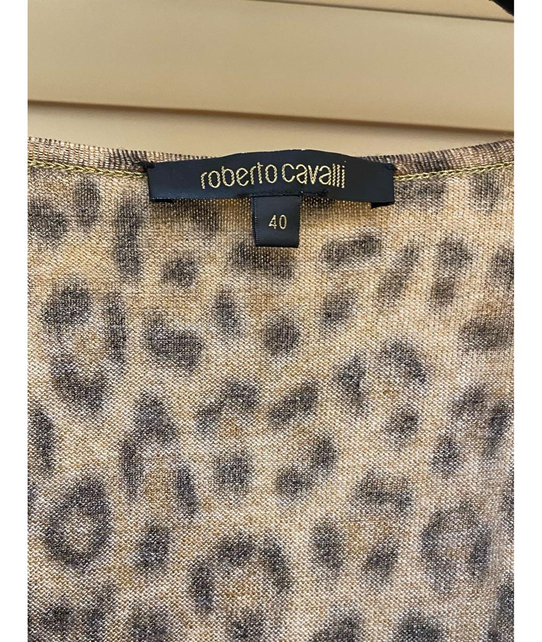 ROBERTO CAVALLI Коричневый шерстяной кардиган, фото 3