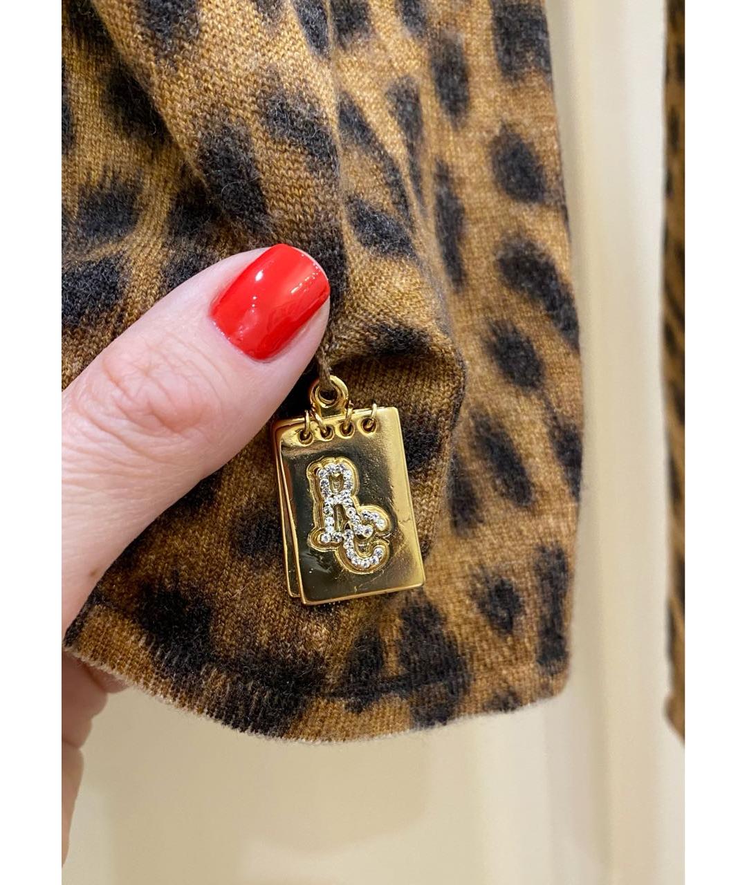 ROBERTO CAVALLI Коричневый шерстяной кардиган, фото 4