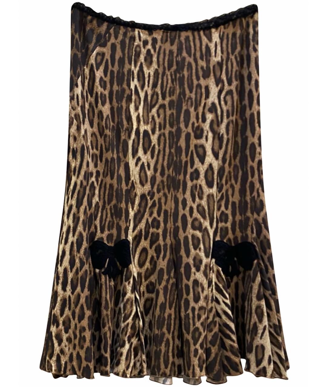 BLUMARINE Коричневая полиамидовая юбка миди, фото 1