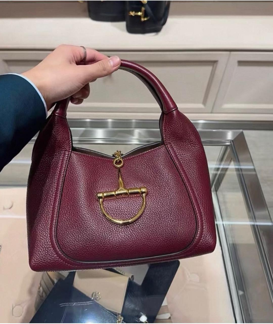 GUCCI Бордовая кожаная сумка через плечо, фото 5