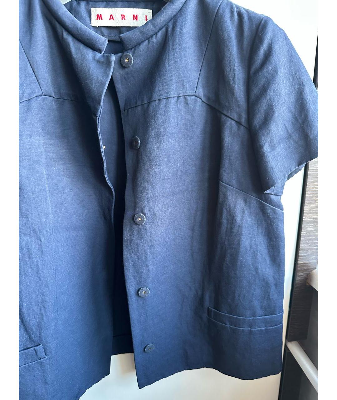 MARNI Темно-синий вискозный жакет/пиджак, фото 5