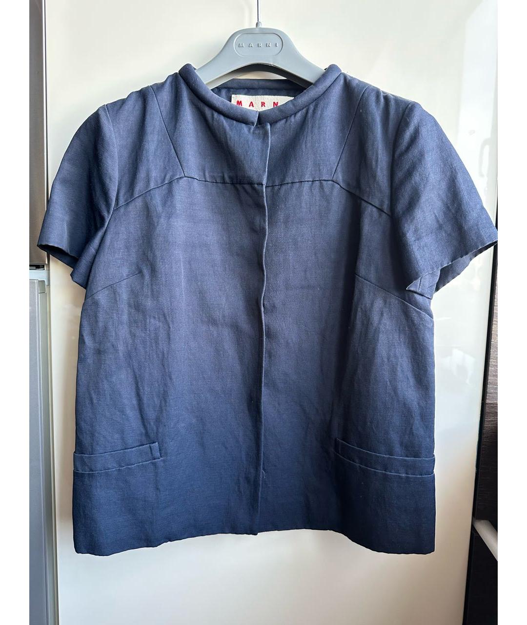 MARNI Темно-синий вискозный жакет/пиджак, фото 9